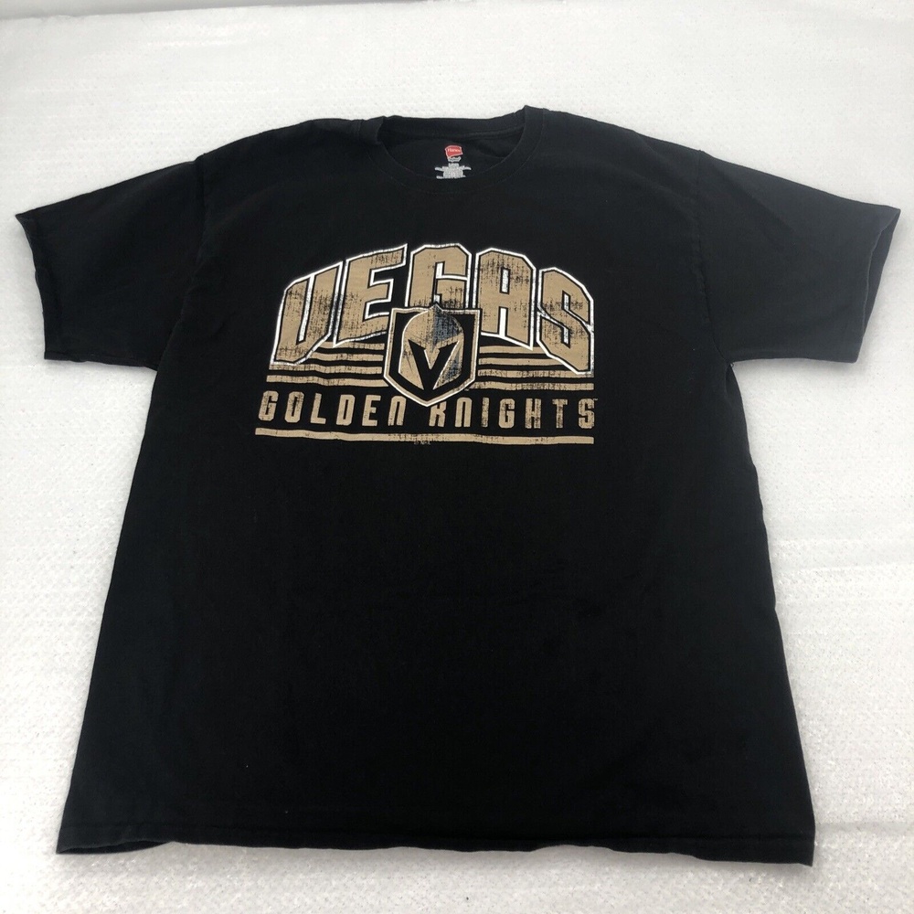 Vegas Golden Knights VGK Mens Graphic T-Shirt Large Black Hanes Tee Hockey